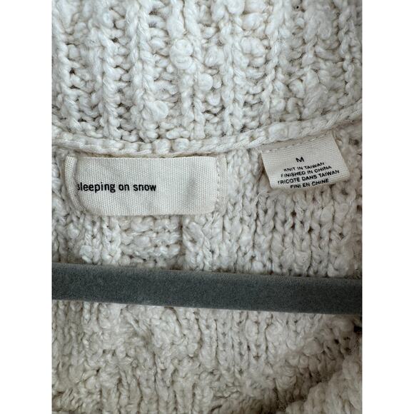 Sleeping on Snow Cable Knit Turtleneck Tunic Sweater Dress Womens M Cream Ivory - Picture 6 of 10